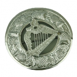 Scottish Lady Harp Fly Plaid Brooch