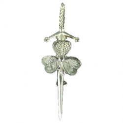 Shamrock Silver Kilt Pin